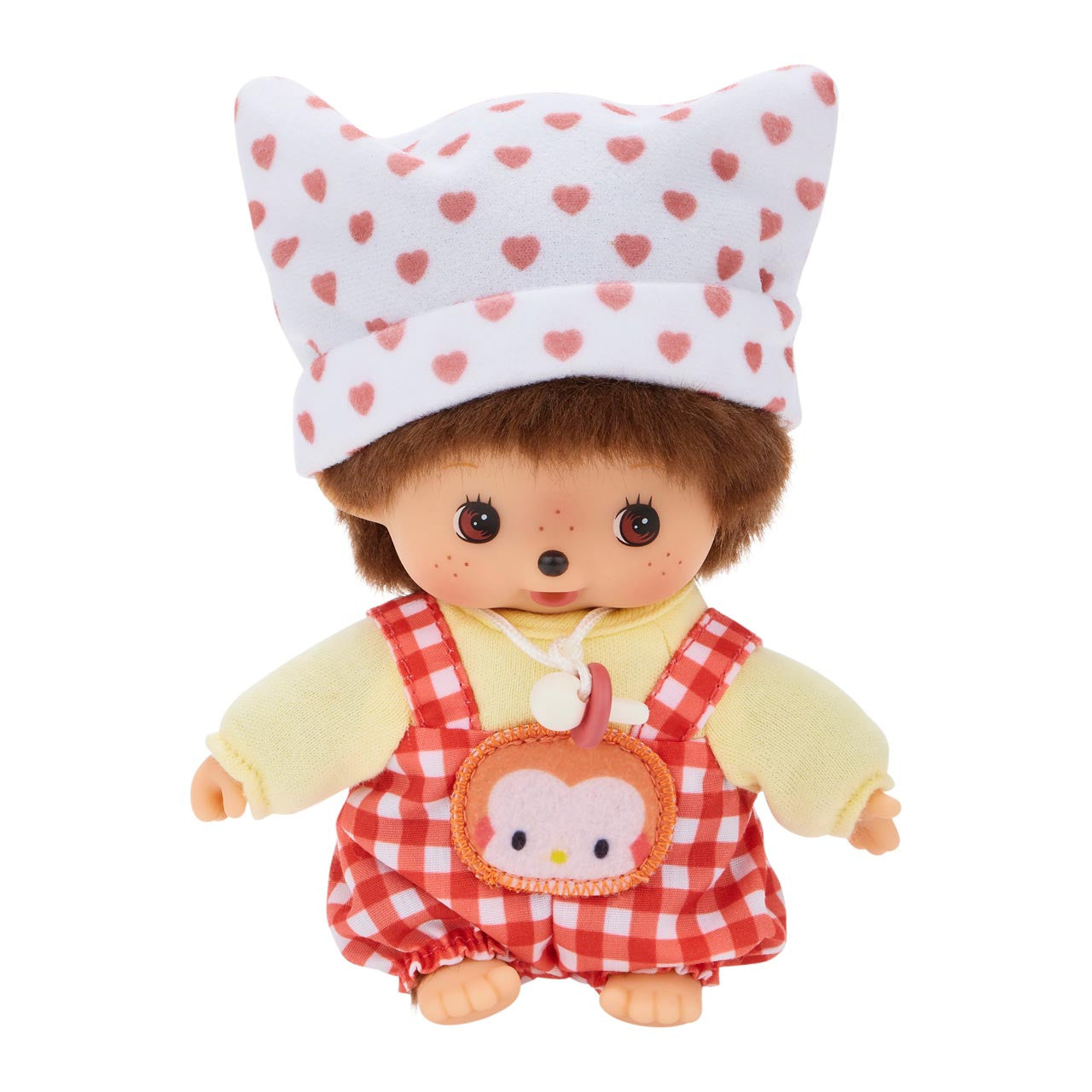 Hello Kitty x Monchhichi Bebichhichi with Overalls and Yellow Shirt