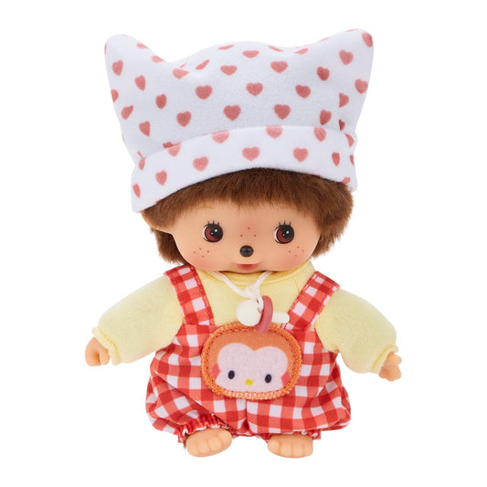 Hello Kitty x Monchhichi Bebichhichi with Overalls and Yellow Shirt