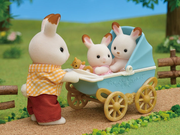 Sylvanian Families Chocolate Rabbit Twins with Stroller