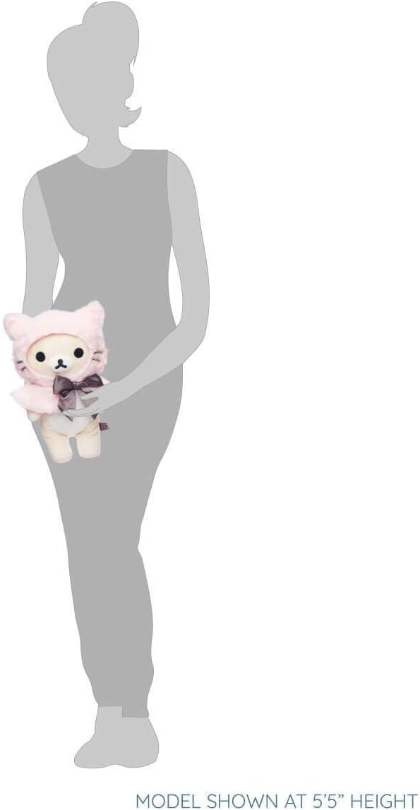 Korilakkuma Dressed in a Pink Hooded Cat Cape Plush