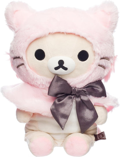 Korilakkuma Dressed in a Pink Hooded Cat Cape Plush